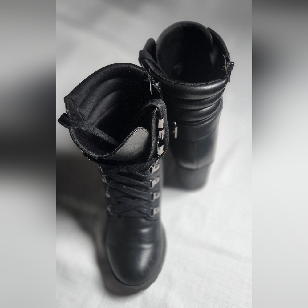 MIA Black Moto Boots with Buckle Detail